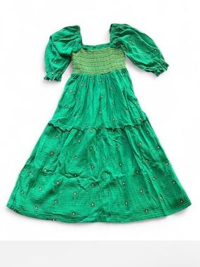 R.Vivimos cottage romantic midi dress XL bohemian milkmaid prairie 100% Cotton